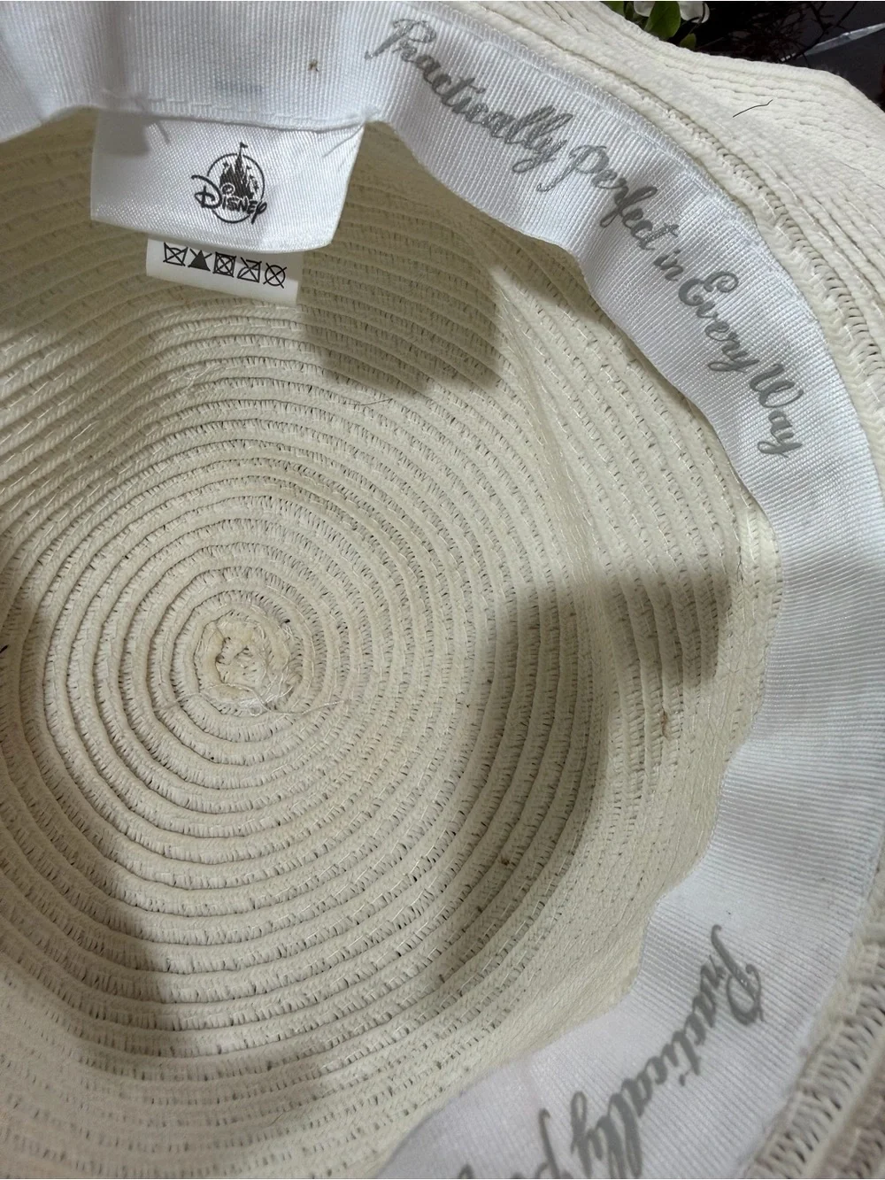 Disney Cream Sun Hat with Red & White Floral Trim